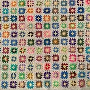 Handmade Crochet Multicolor Floral Granny Square Blanket